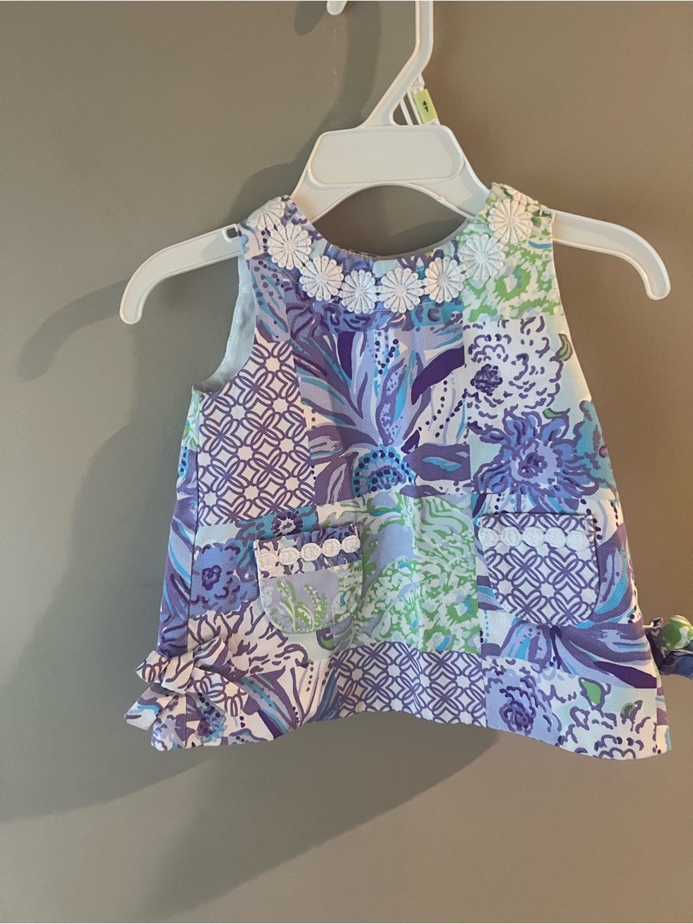 Lilly Pulitzer Baby Shift Dress Patchwork Floral in Purple, Blue and Green